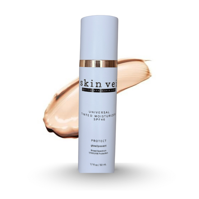 SKIN VEIL Moisturizer with SPF 46 & Anti Aging Clear Universal Tinted SPF & Facial Sunscreen - Broad Spectrum Protection Against UVA and UVB Rays