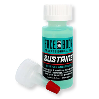 Anestésico en gel azul sostenido