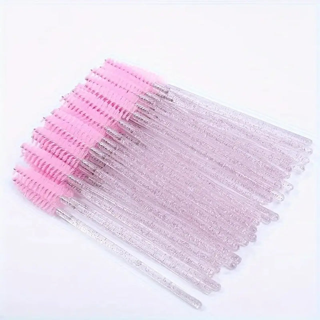 10pcs/pack Multicolor Eyelash Brush & Eyebrow Brush Set With Spoolies, Spiral Brushes, Crystal Handles For Eyelash Extension, Makeup