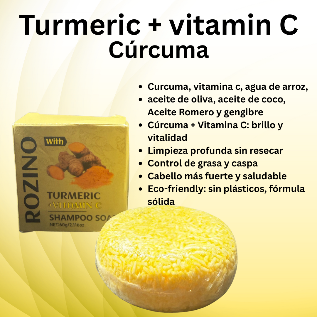 Turmeric & Vitamin C Shampoo Bar – Deep Cleansing & Anti-Dandruff, Oil Control & Shine, Solid Eco-Friendly Hair Care, 60g/2oz, 2pcs
