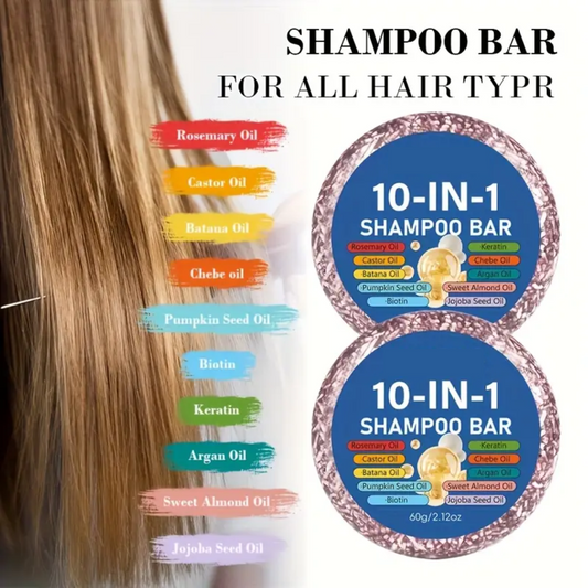 10-in-1 Shampoo Bar – 10 Essential Oils, Deep Cleansing & Anti-Frizz, Moisturizing Hair Care, Unisex for All Hair Types, 60g/2oz