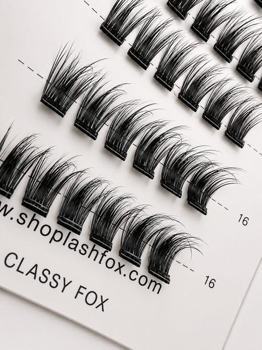 LashFox CLASSY FOX Press-On Lashes Kit – No Glue Needed, DIY Lash Extensions, Wispy  Lashes, Reusable Natural Look, 5–12 Day Wear (Copy)