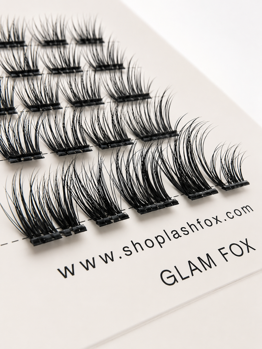 LashFox GLAM FOX Press-On Lashes Kit – No Glue Needed, DIY Lash Extensions, Wispy  Lashes, Reusable Natural Look, 5–12 Day Wear (Copy) (Copy)