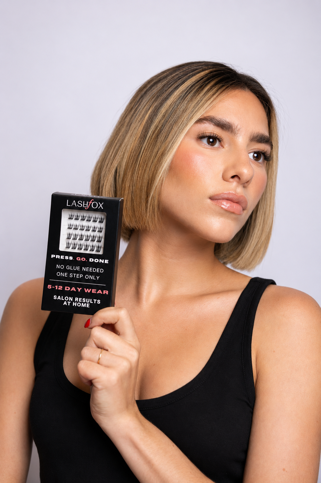LashFox CLASSY FOX Press-On Lashes Kit – No Glue Needed, DIY Lash Extensions, Wispy  Lashes, Reusable Natural Look, 5–12 Day Wear