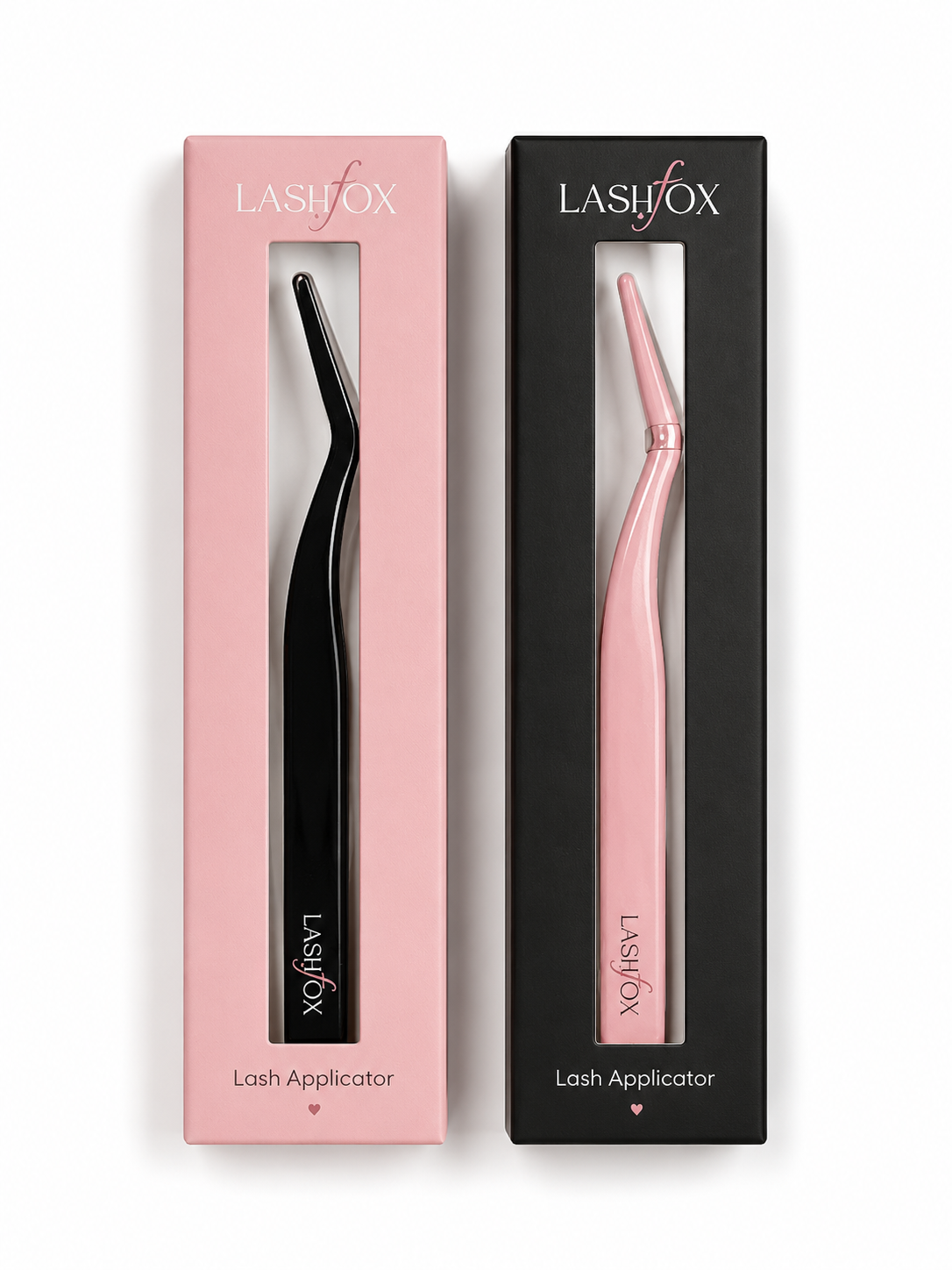 LashFox Precision Lash Applicator Tweezers – Pink & Black Lash Extension Tool for Press-On Lashes & DIY Lash Clusters