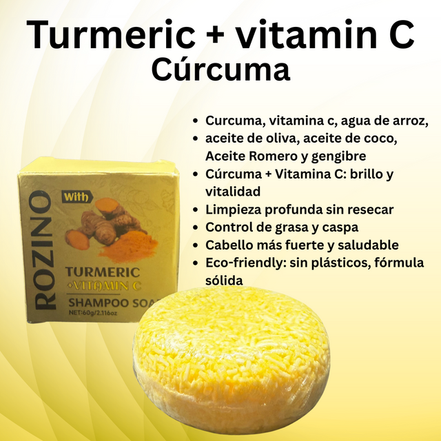 Turmeric & Vitamin C Shampoo Bar – Deep Cleansing & Anti-Dandruff, Oil Control & Shine, Solid Eco-Friendly Hair Care, 60g/2oz, 2pcs